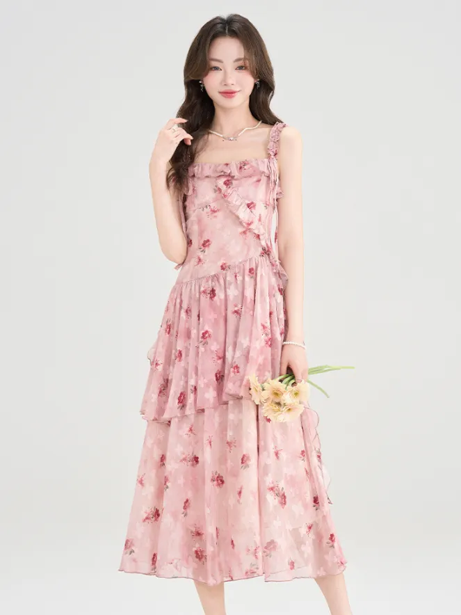 Rose Blossom Floral Tiered Dress