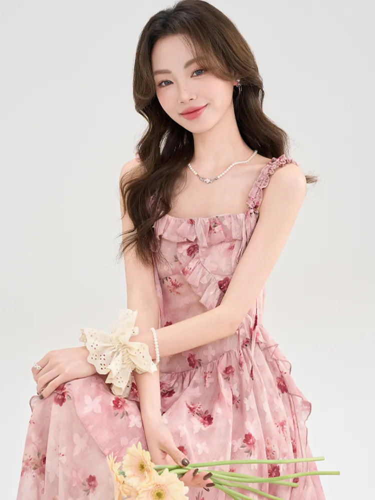 Rose Blossom Floral Tiered Dress