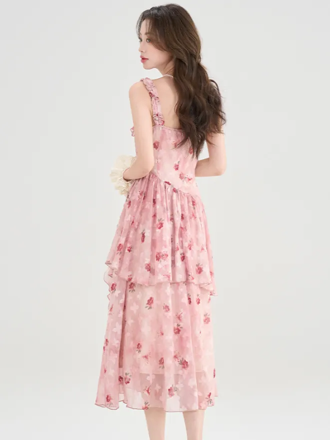 Rose Blossom Floral Tiered Dress