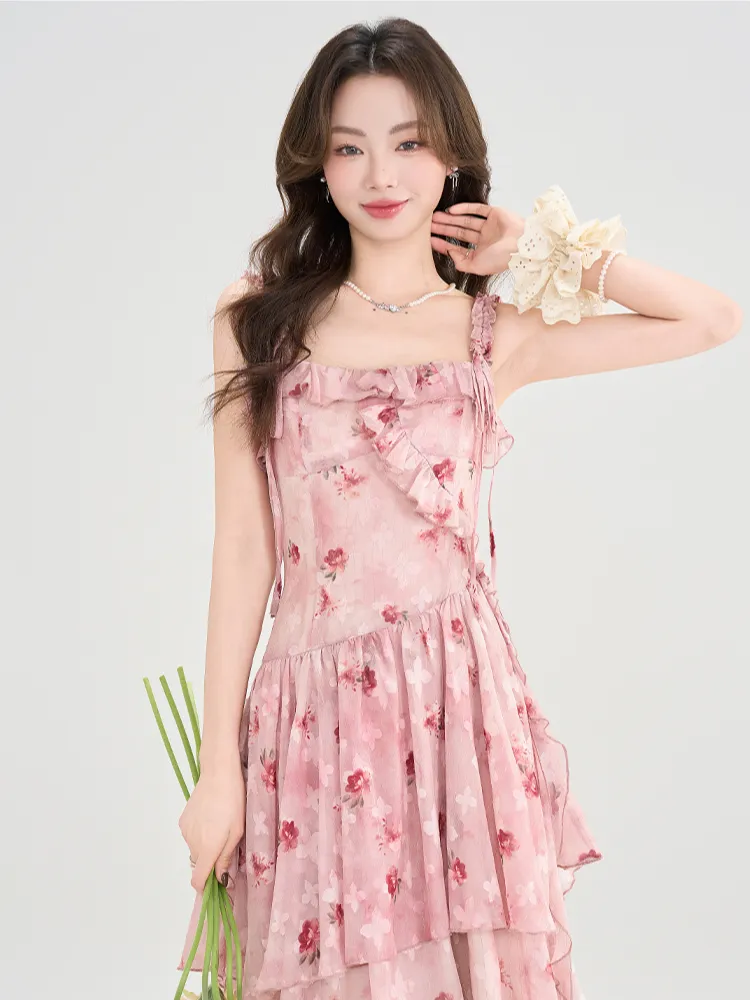 Rose Blossom Floral Tiered Dress