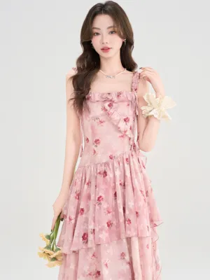 Rose Blossom Floral Tiered Dress