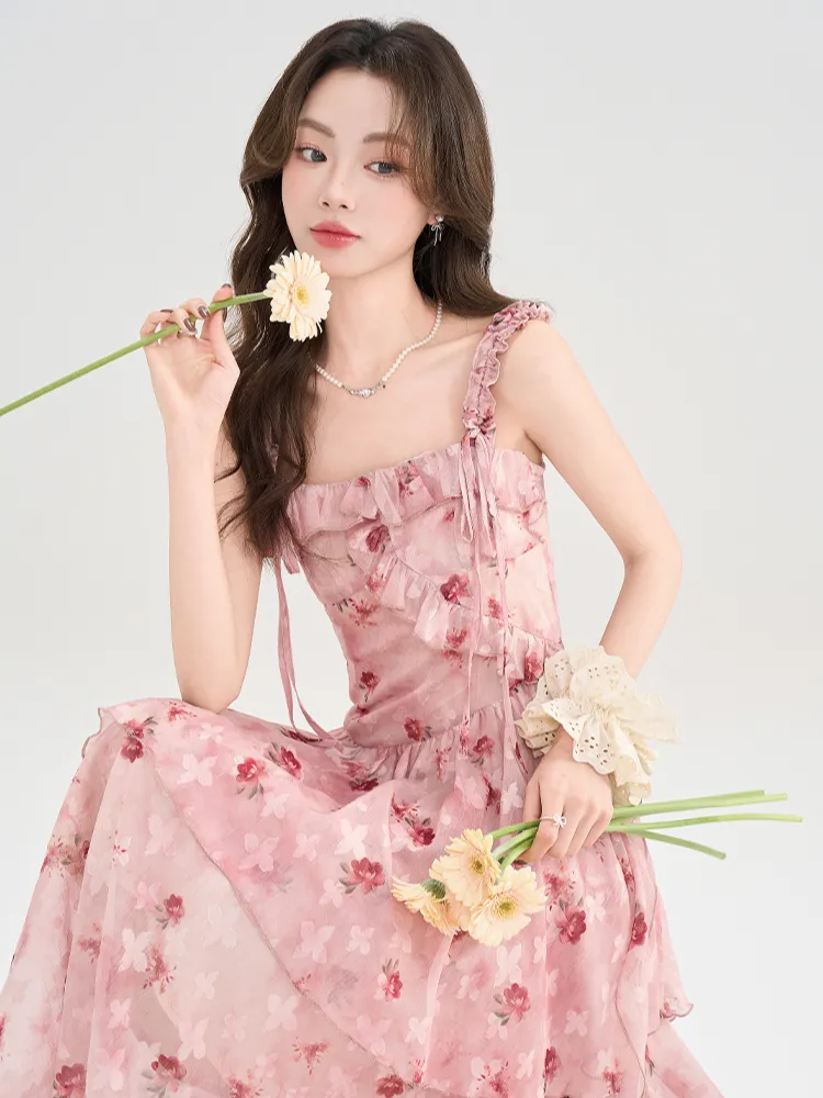 Rose Blossom Floral Tiered Dress