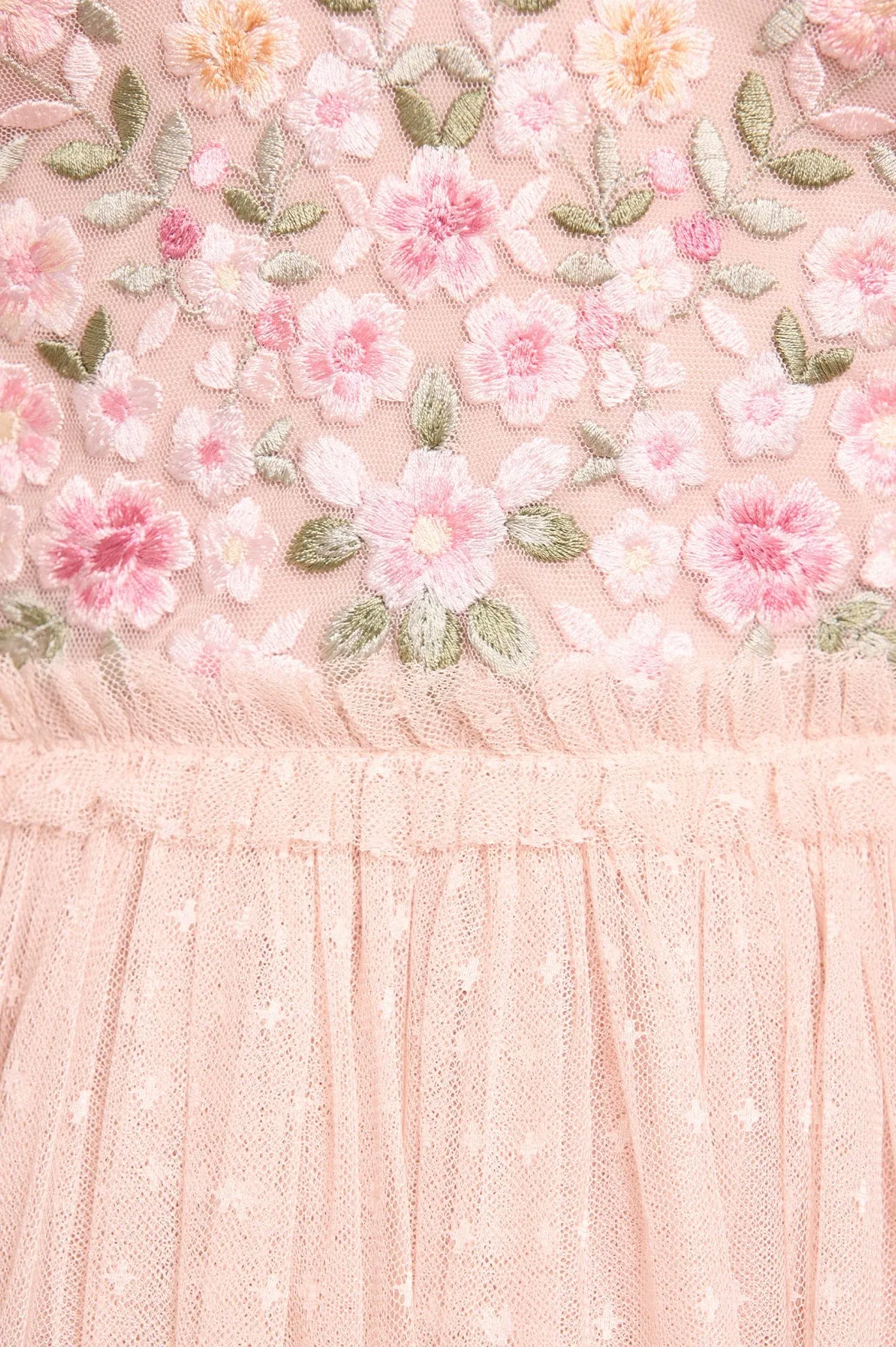 Rosie Lace Bodice Short Sleeve V-Neck Ankle Gown
