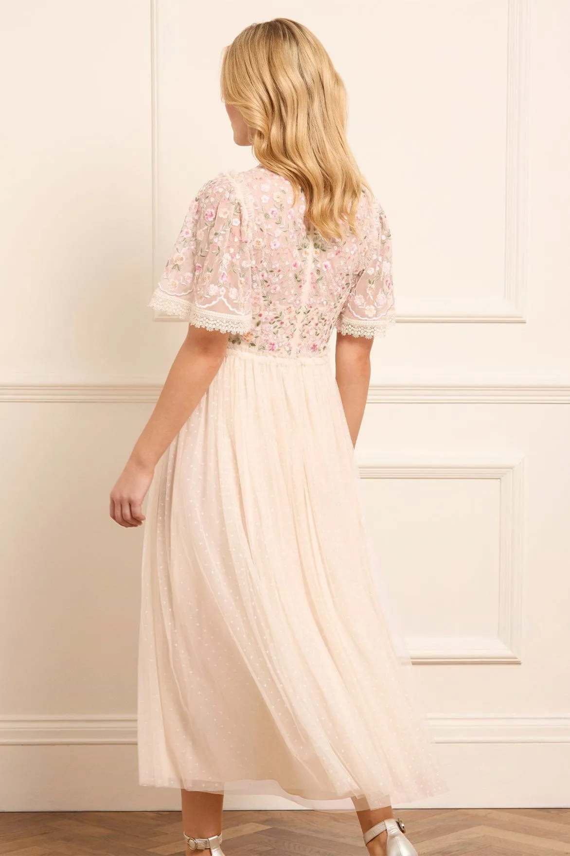 Rosie Lace Bodice Short Sleeve V-Neck Ballerina Dress