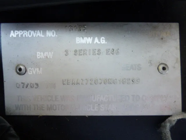 S2638 3' E46 Sedan 318i N42 AUTO 2003/05