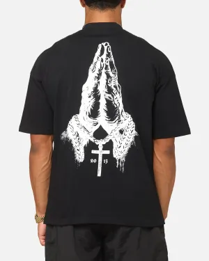 Saint Morta Pray For Me Mock Neck T-Shirt Black