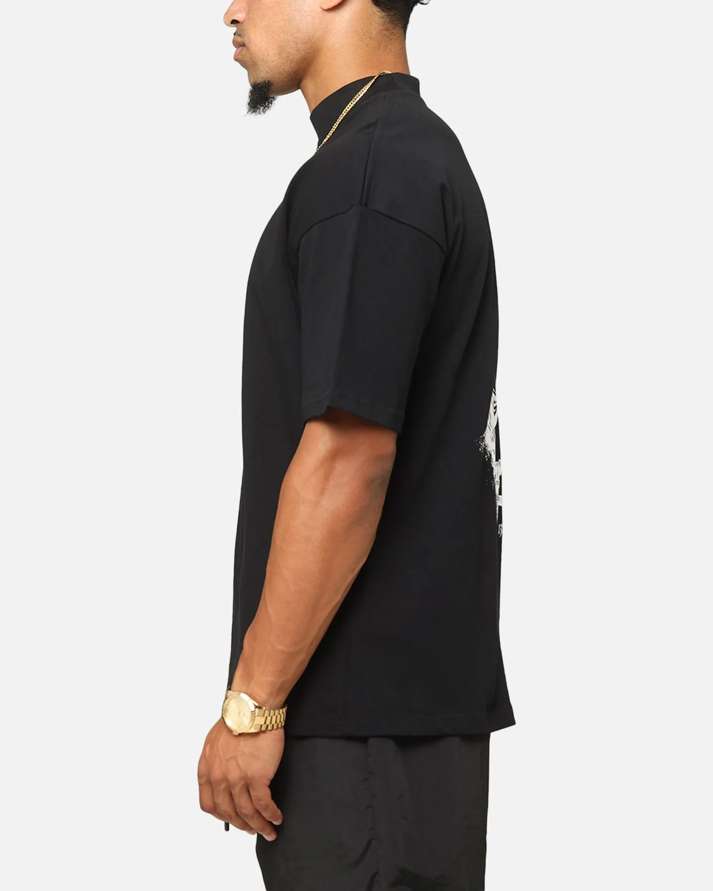 Saint Morta Pray For Me Mock Neck T-Shirt Black