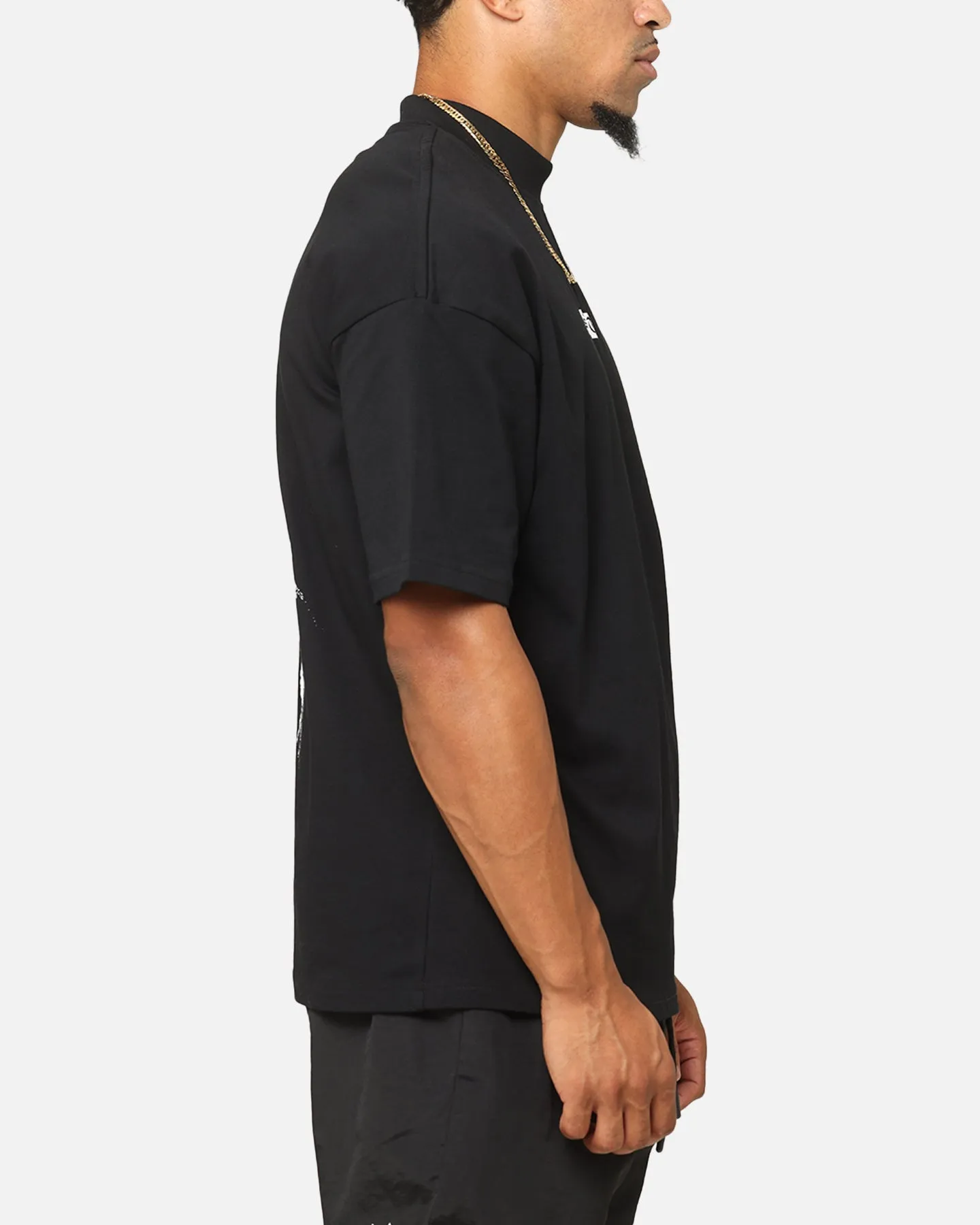 Saint Morta Pray For Me Mock Neck T-Shirt Black