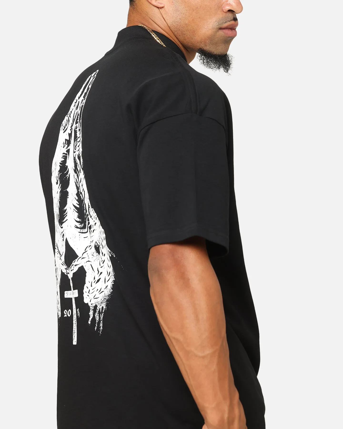Saint Morta Pray For Me Mock Neck T-Shirt Black