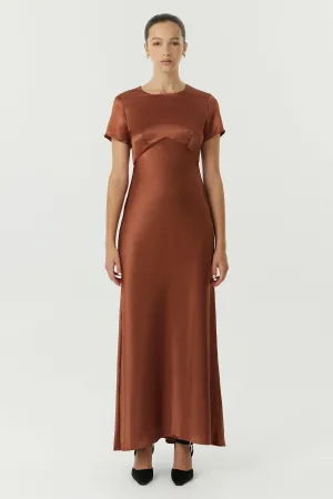 SATIN BIAS MAXI TEE DRESS | SPICE