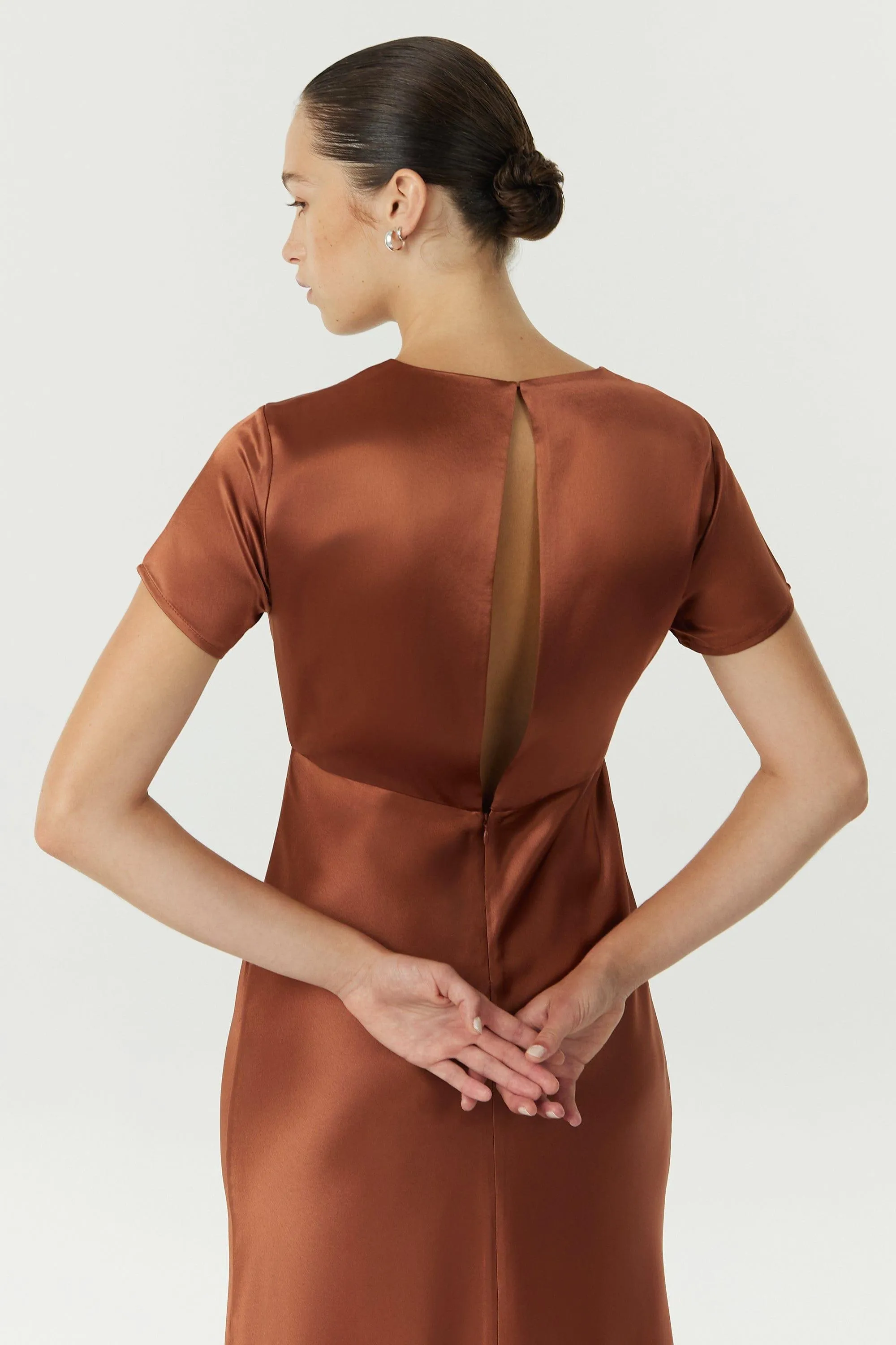 SATIN BIAS MAXI TEE DRESS | SPICE