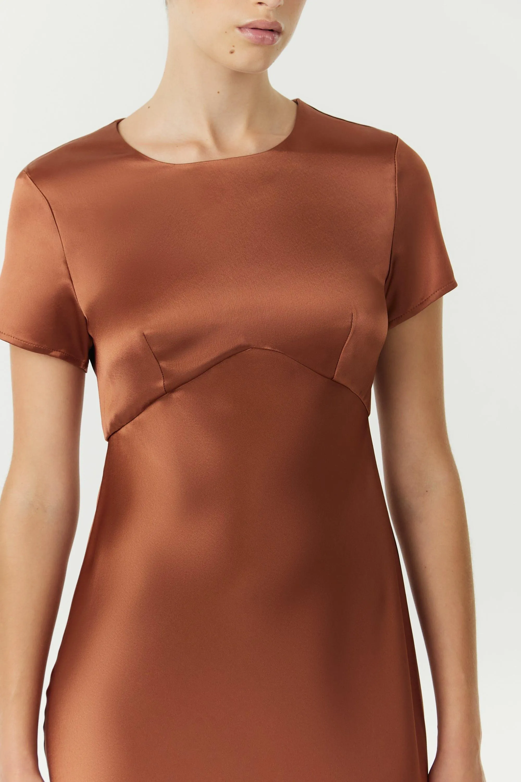 SATIN BIAS MAXI TEE DRESS | SPICE