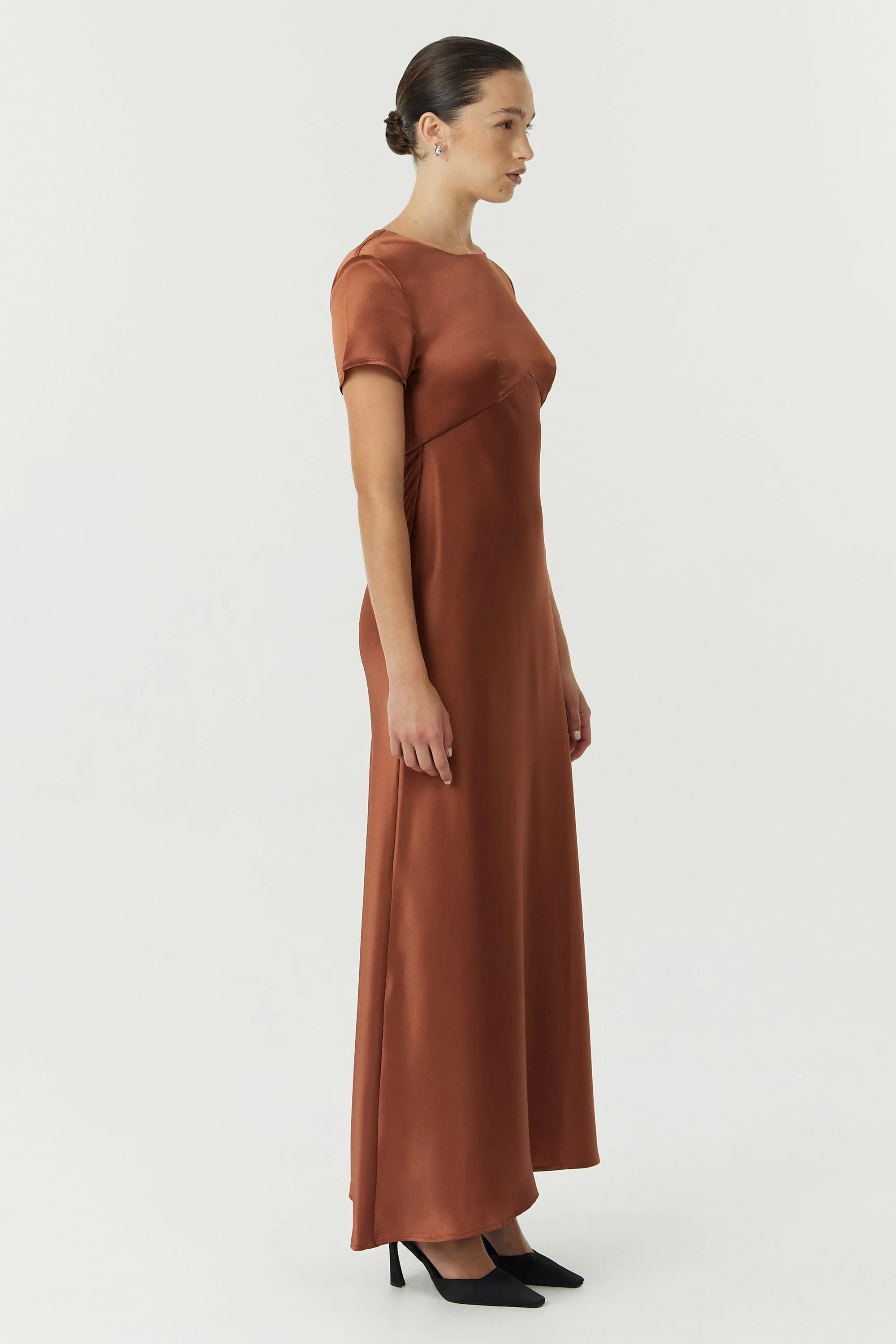 SATIN BIAS MAXI TEE DRESS | SPICE