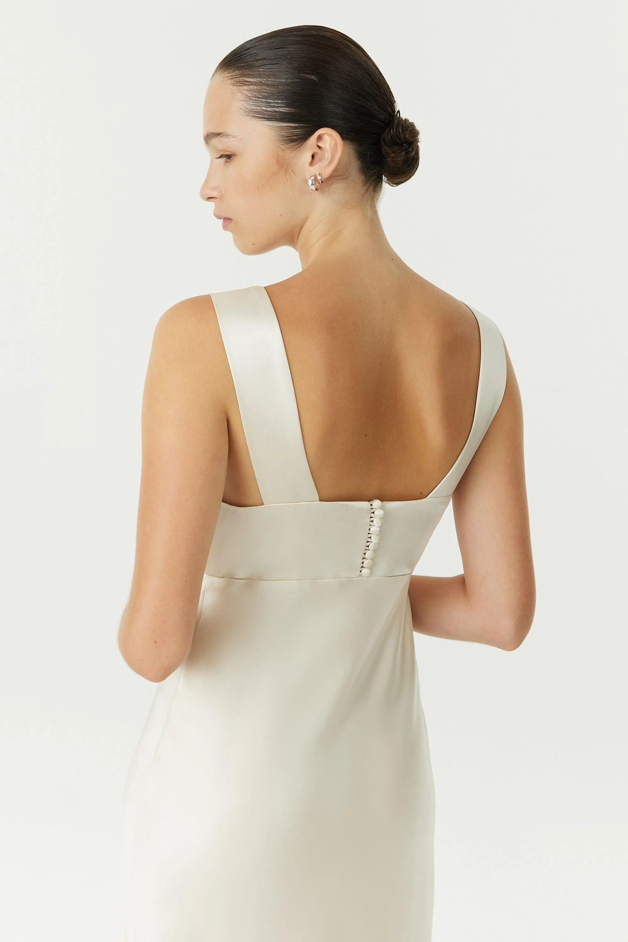 SATIN GATHER BRA BIAS SLIP | BUTTERCREAM