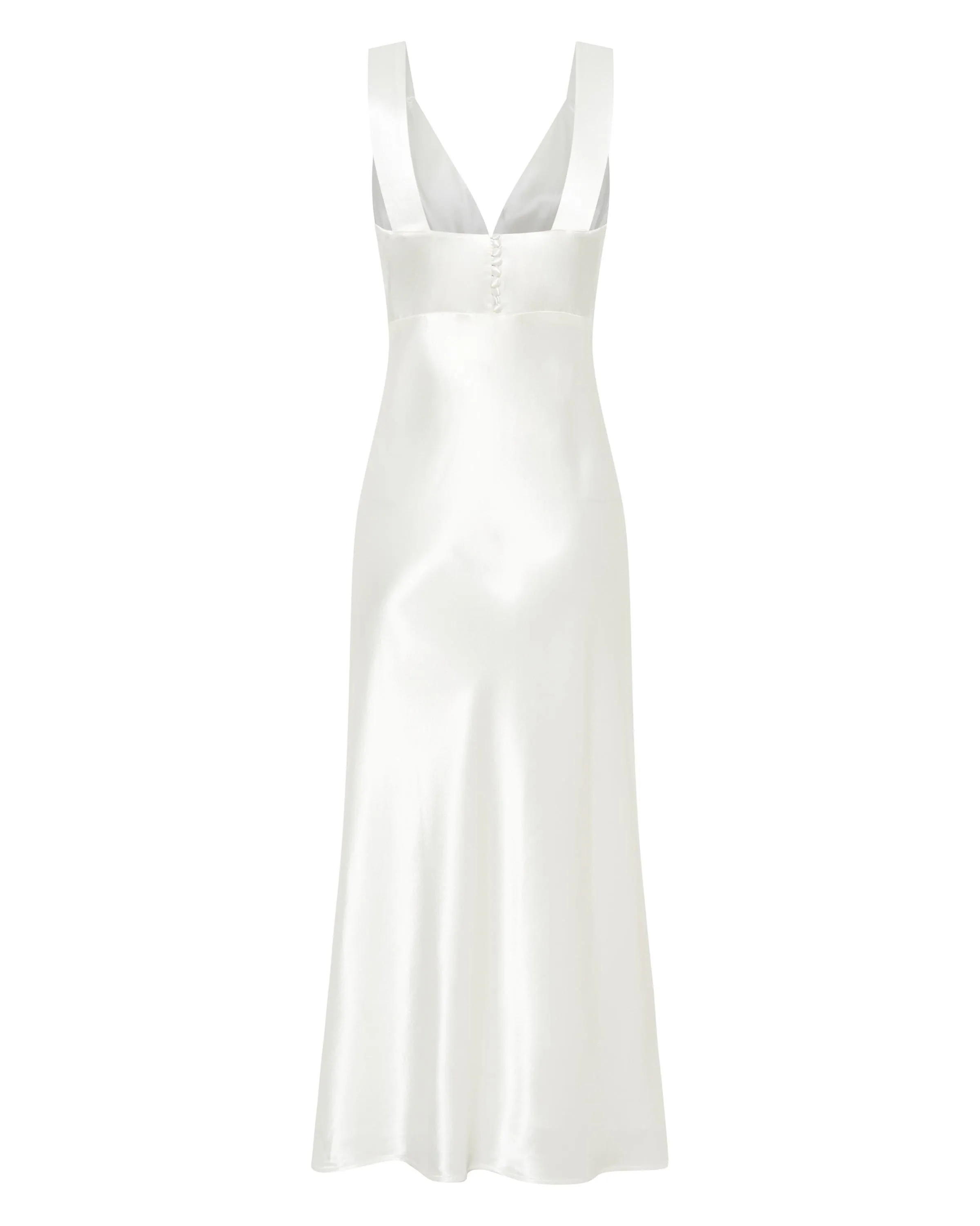 SATIN GATHER BRA BIAS SLIP | POWDER WHITE