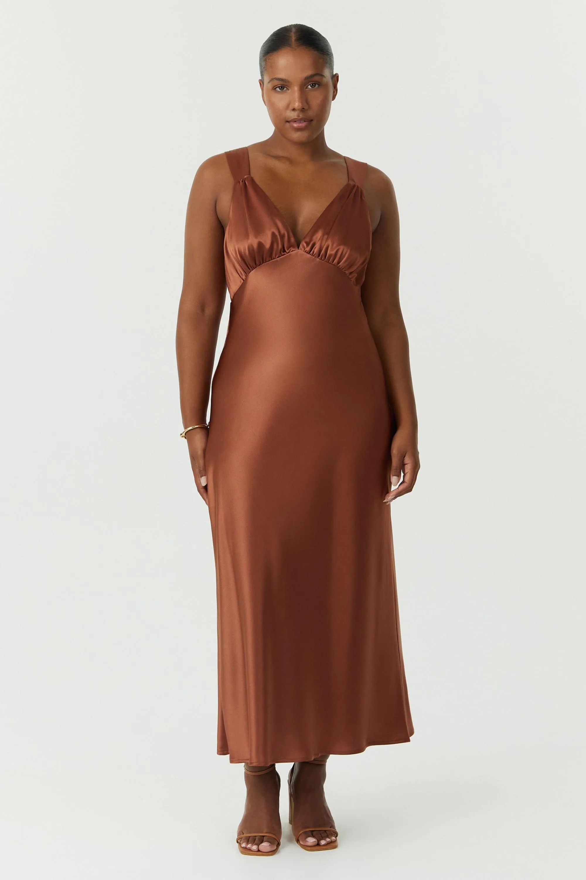 SATIN GATHER BRA BIAS SLIP | SPICE