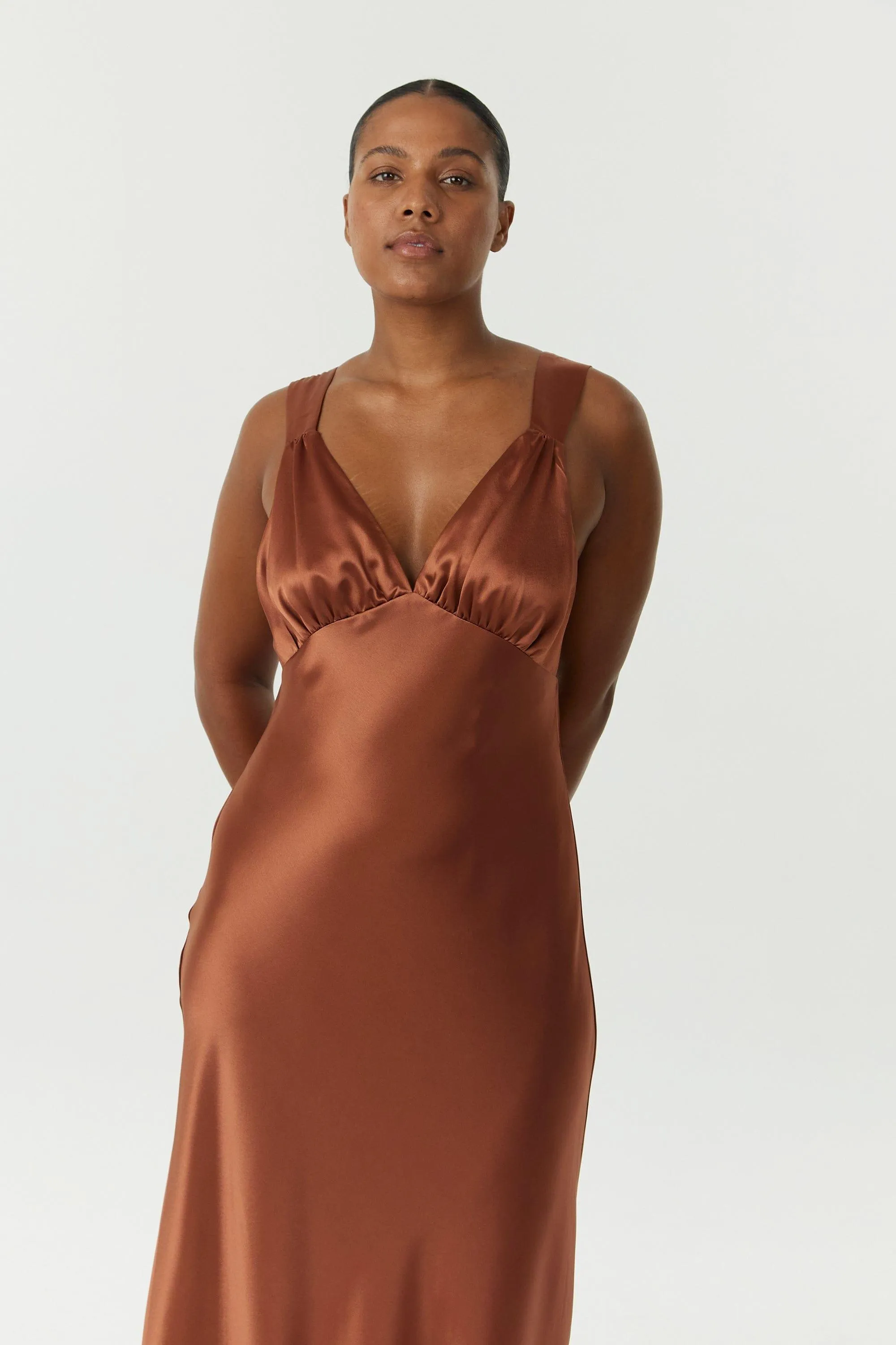 SATIN GATHER BRA BIAS SLIP | SPICE