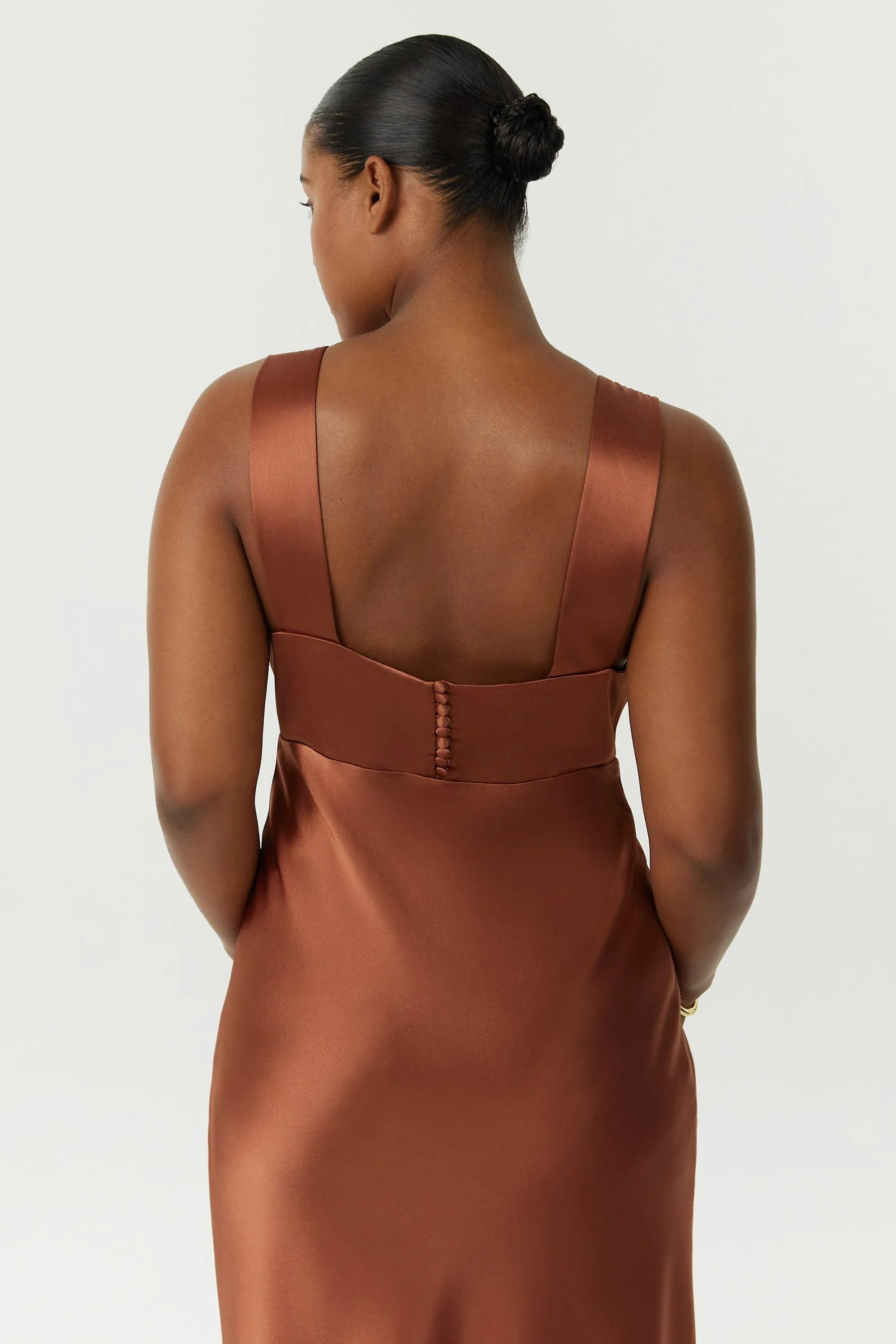 SATIN GATHER BRA BIAS SLIP | SPICE