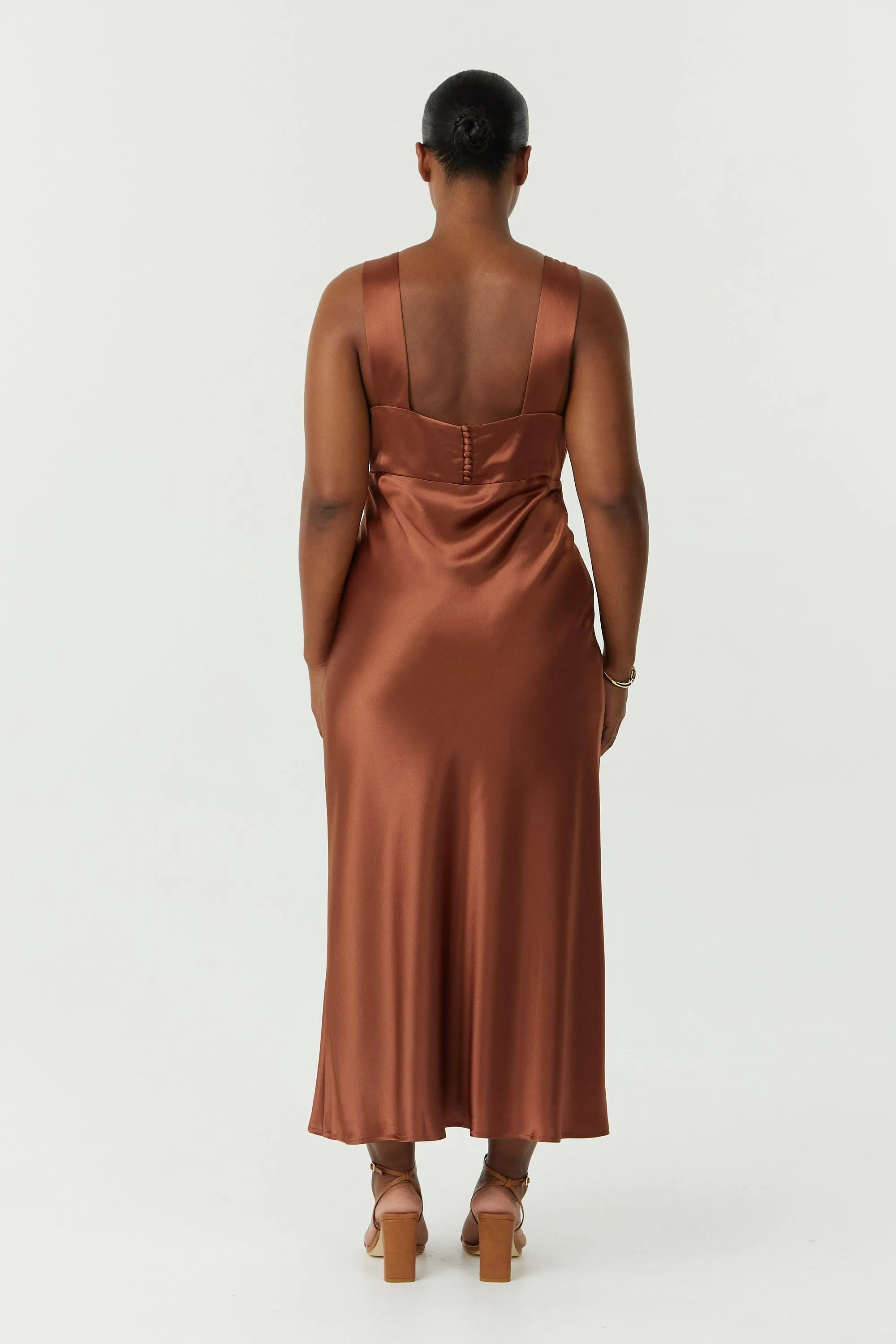 SATIN GATHER BRA BIAS SLIP | SPICE