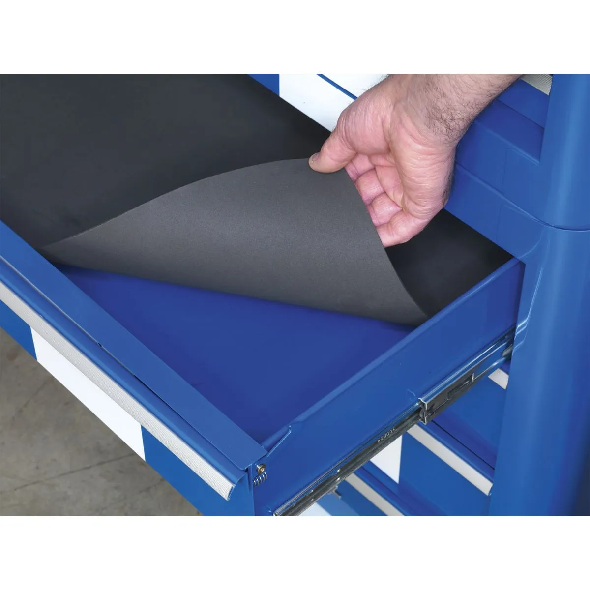 Sealey Premier Rollcab 4 Drawer Retro Style - Blue with White Stripes