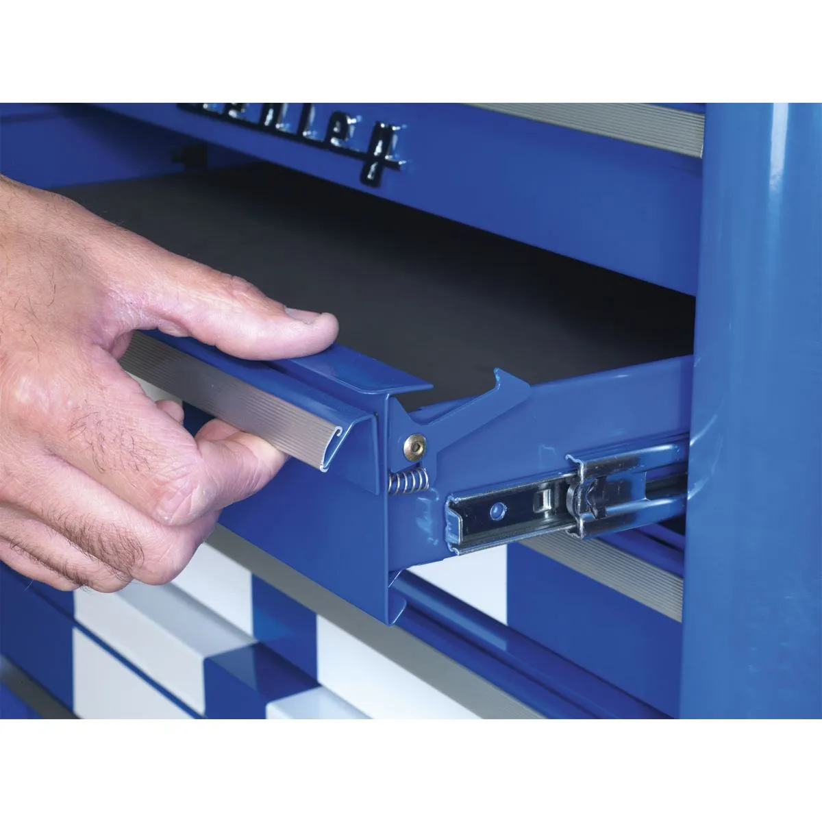 Sealey Premier Rollcab 4 Drawer Retro Style - Blue with White Stripes