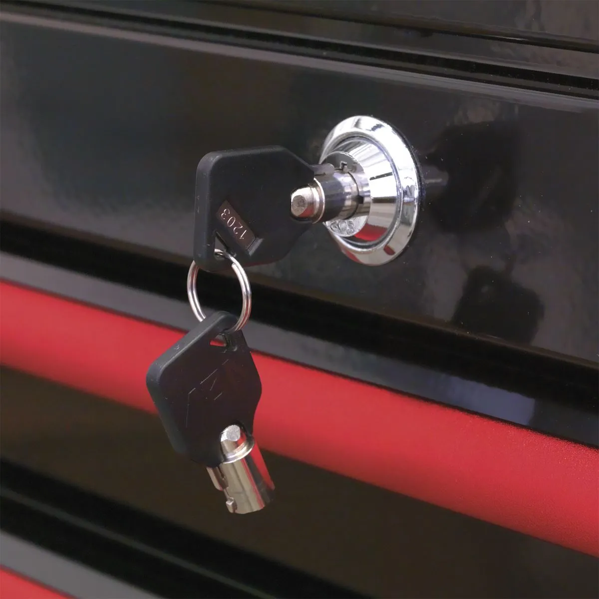 Sealey Premier Topchest 4 Drawer Retro Style - Black with Red Anodised Drawer Pulls