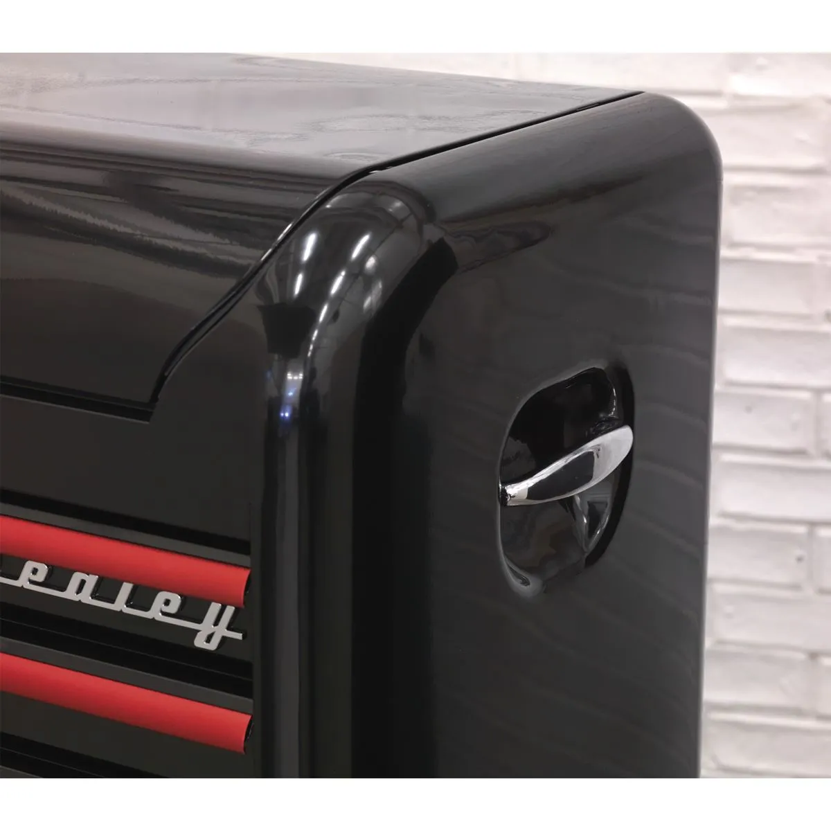 Sealey Premier Topchest 4 Drawer Retro Style - Black with Red Anodised Drawer Pulls