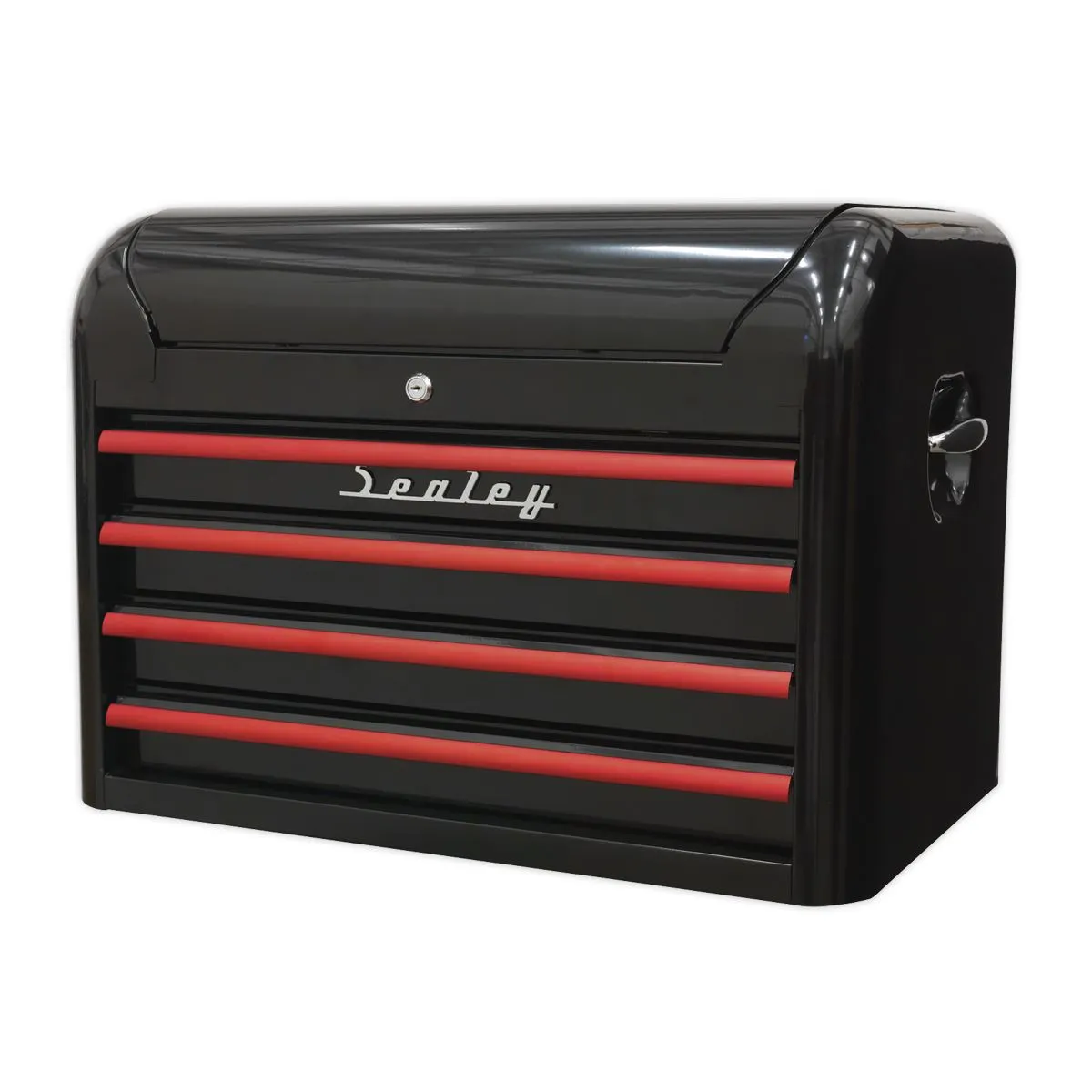 Sealey Premier Topchest 4 Drawer Retro Style - Black with Red Anodised Drawer Pulls