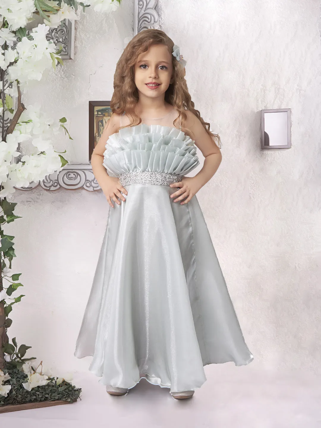 Serene Sky Light Blue Gown for Girls