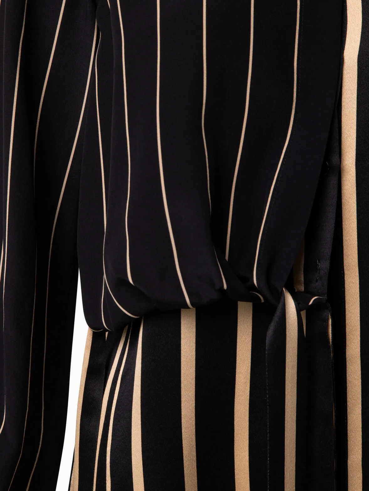 Silk Crêpe Tunic with Screen Stripes Print