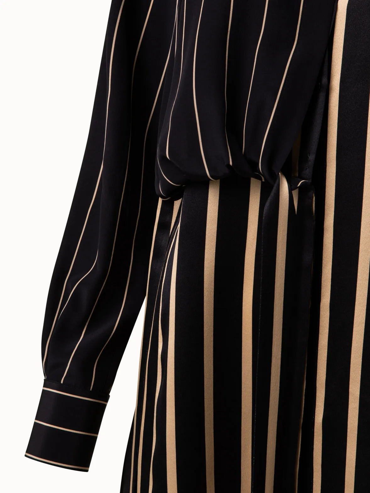 Silk Crêpe Tunic with Screen Stripes Print