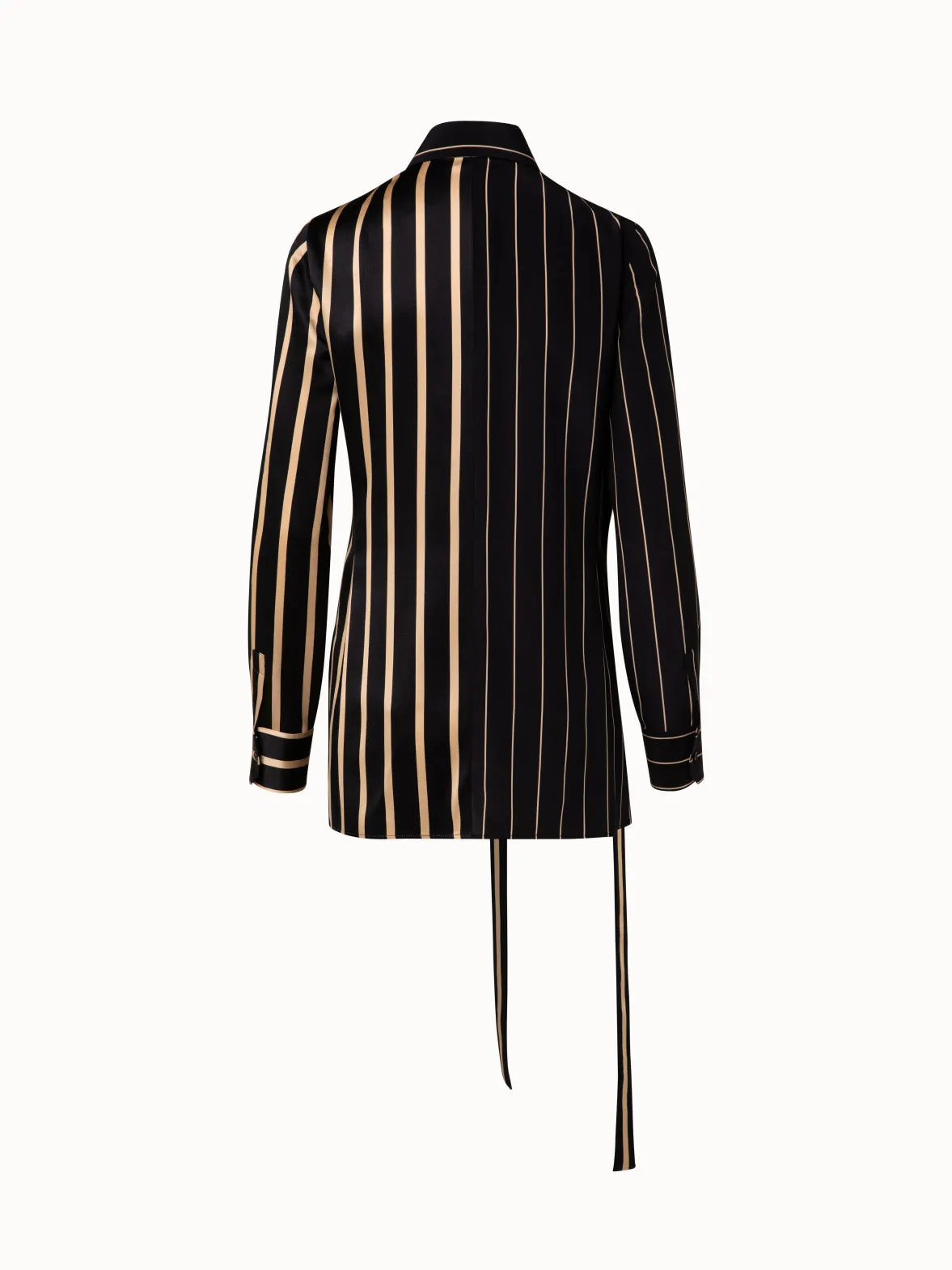 Silk Crêpe Tunic with Screen Stripes Print