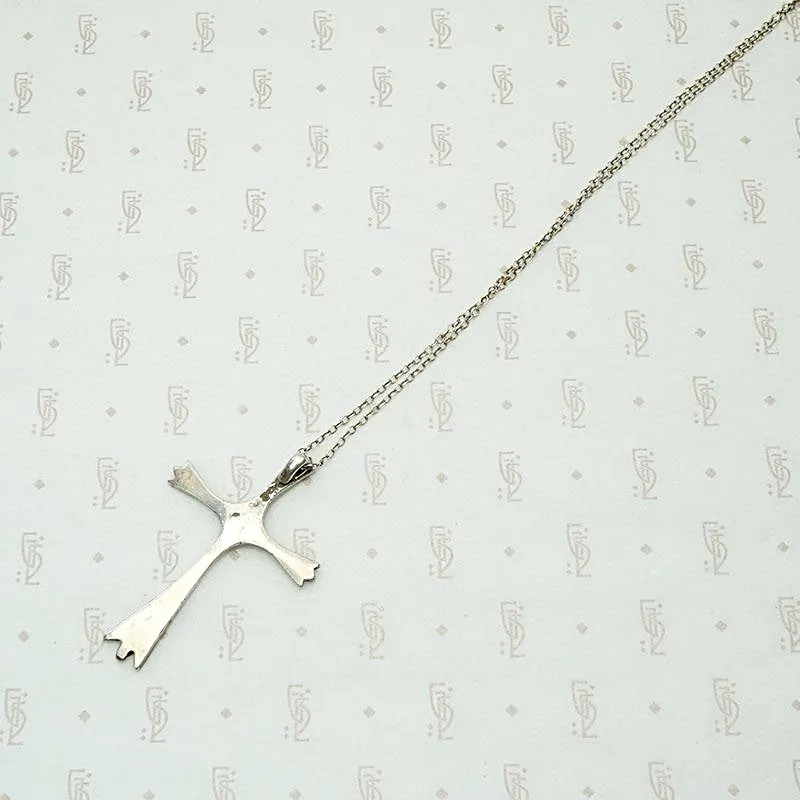 Silver Cross Inlaid with Coral and Turquoise