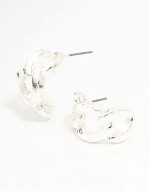 Silver Cuban Link Hoop Earrings
