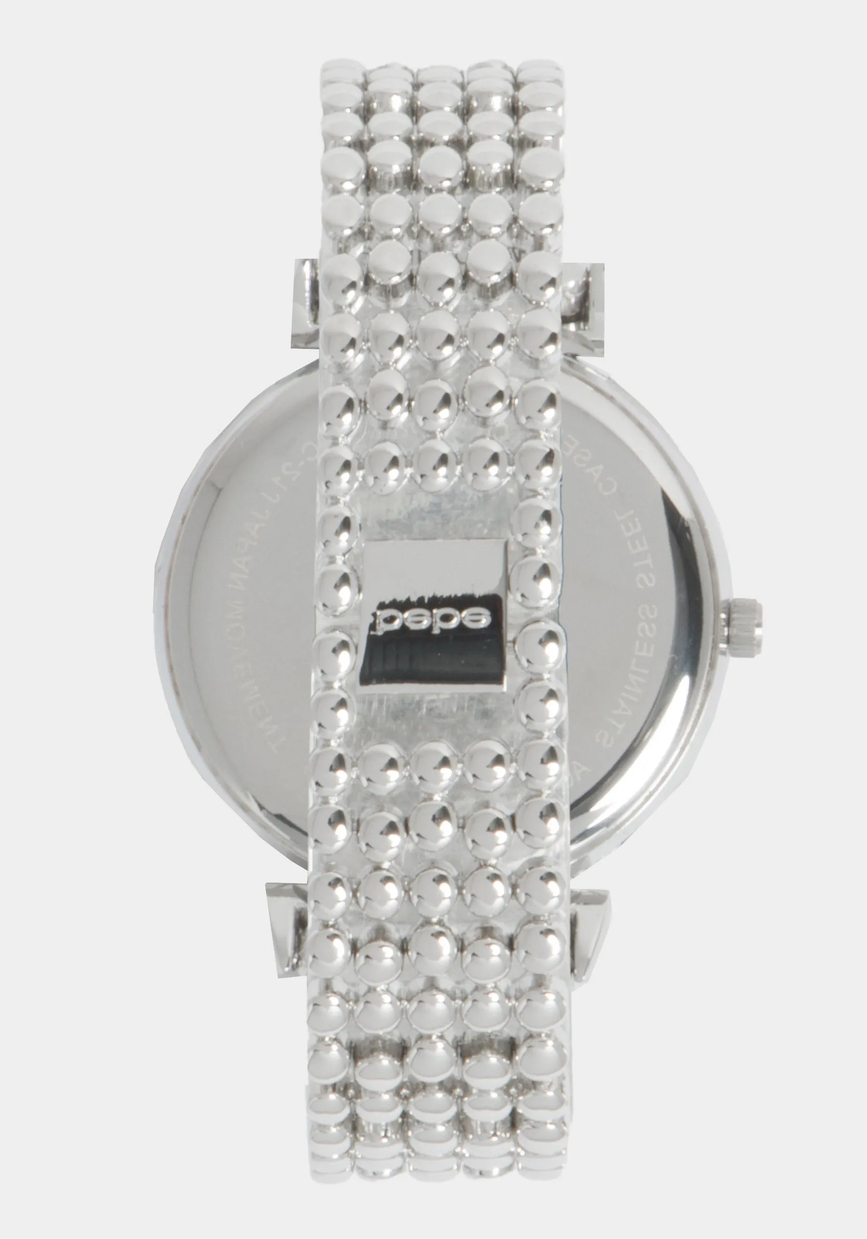 Silver Dial Crystal Bezel Watch