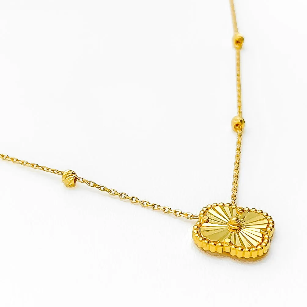 Sleek Sophisticated 22k Gold Clover Necklace