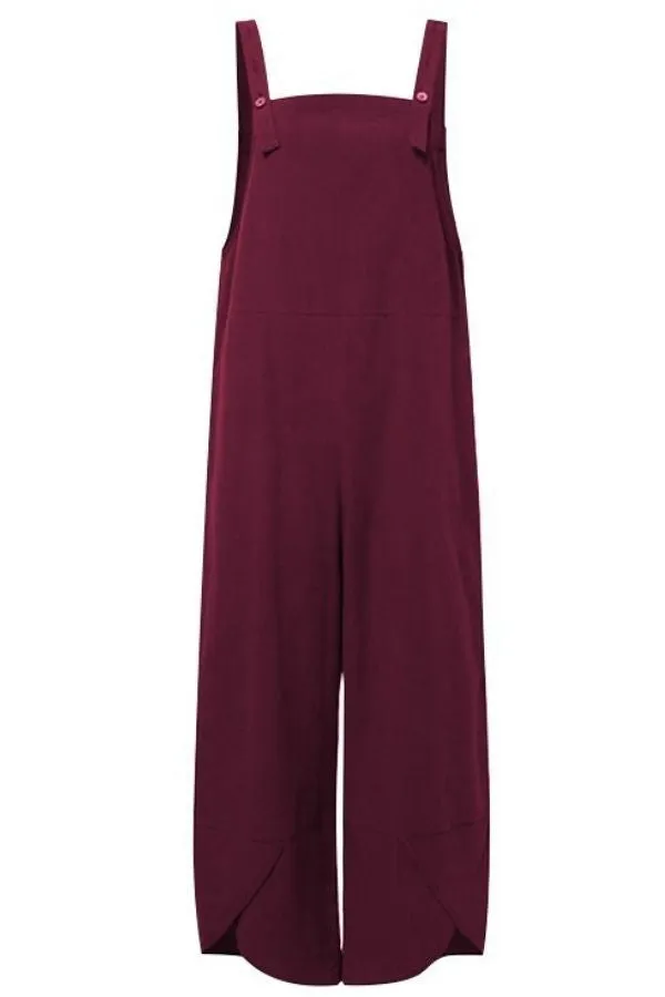 Sleeveless Solid Color Casual Jumpsuits