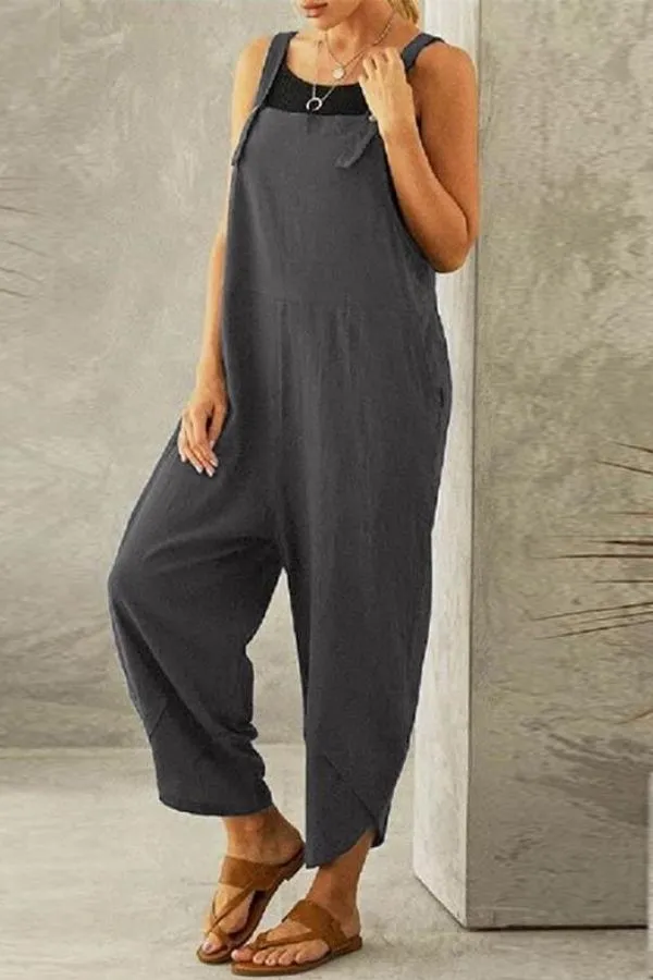 Sleeveless Solid Color Casual Jumpsuits