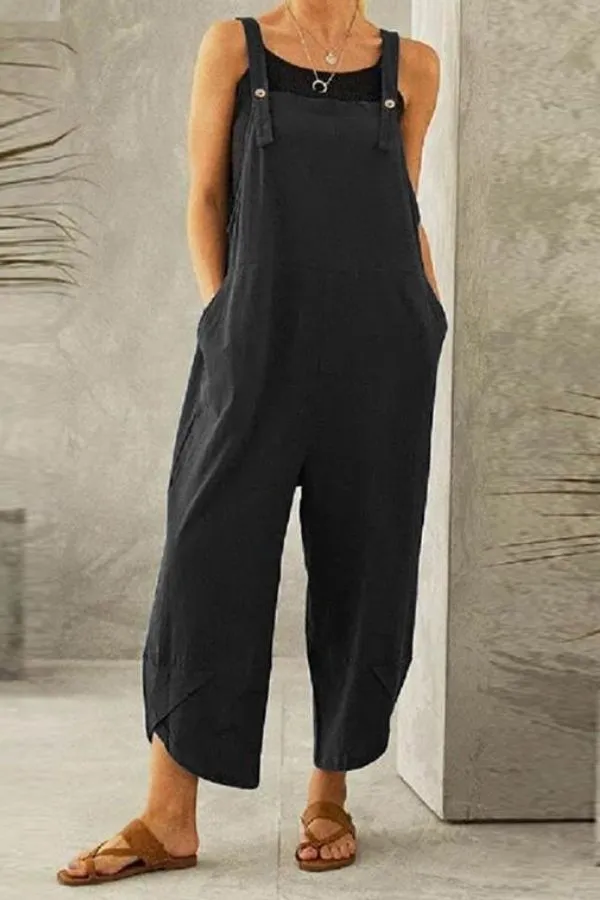 Sleeveless Solid Color Casual Jumpsuits