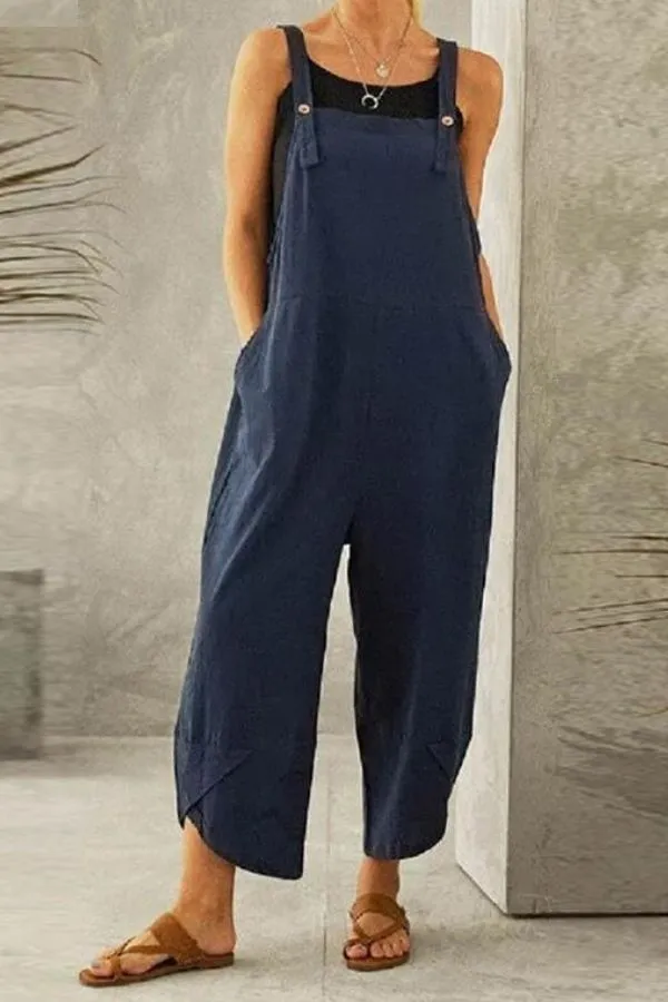 Sleeveless Solid Color Casual Jumpsuits