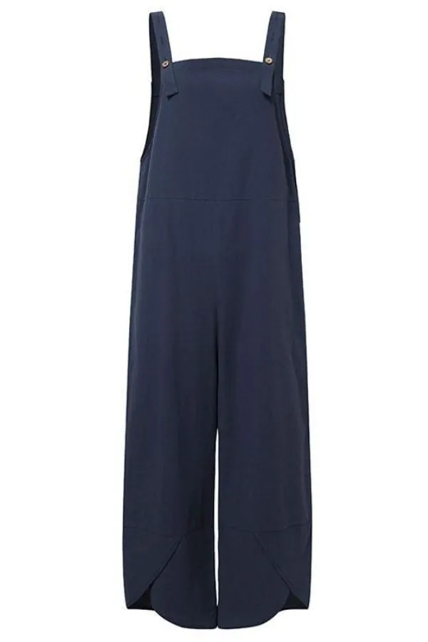 Sleeveless Solid Color Casual Jumpsuits