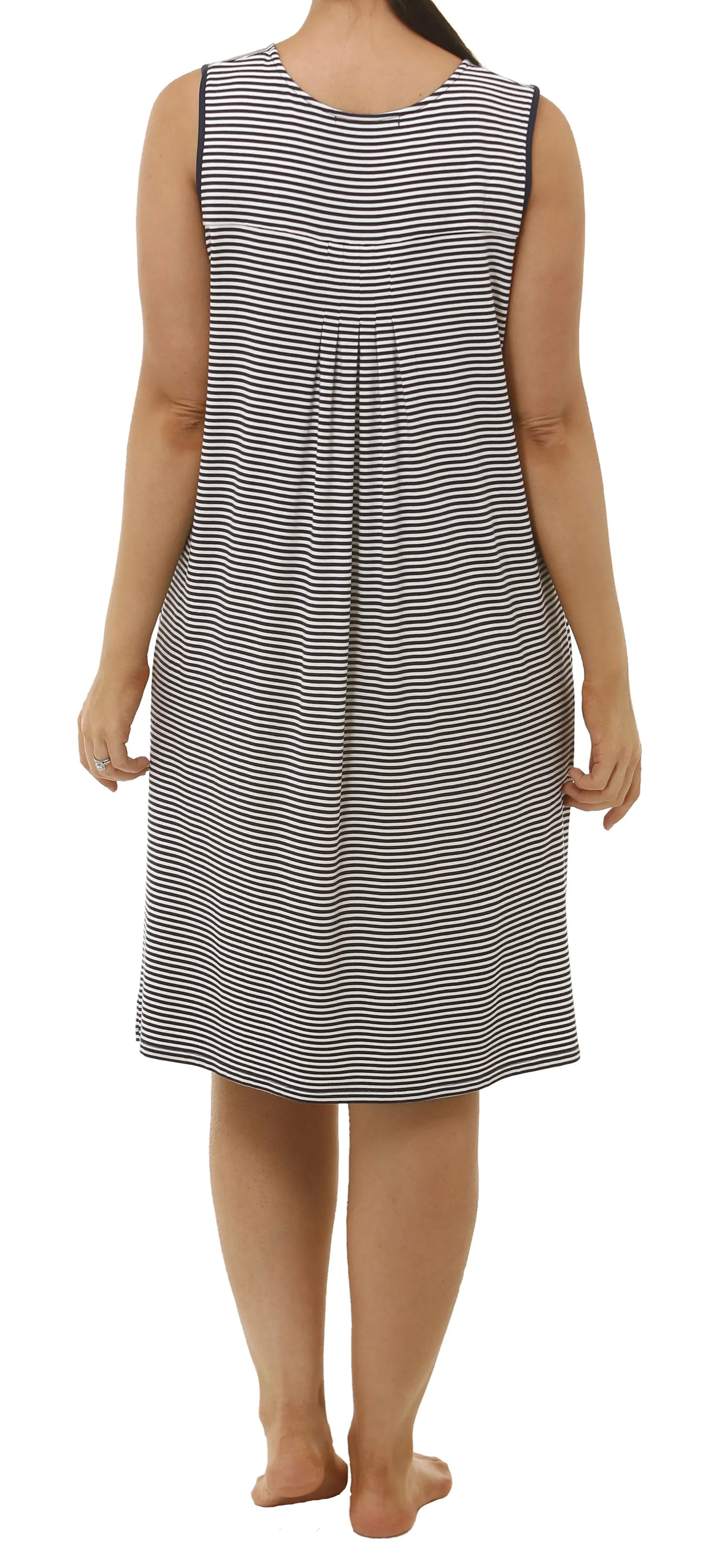 SLEEVELESS STRIPE NIGHTIE NAVY - Y445