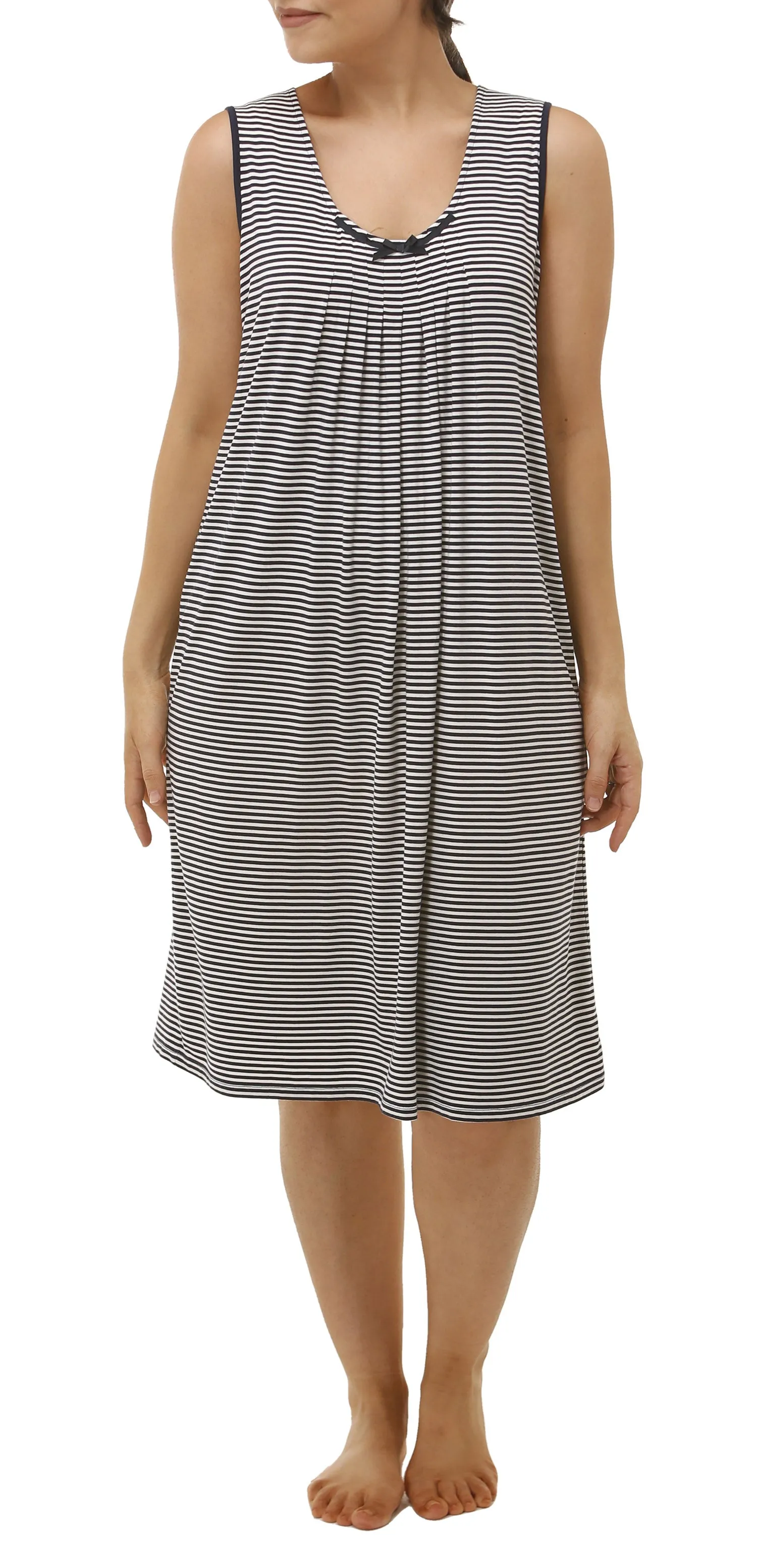 SLEEVELESS STRIPE NIGHTIE NAVY - Y445