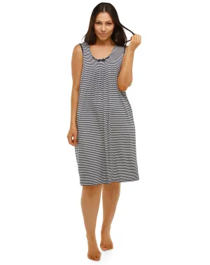 SLEEVELESS STRIPE NIGHTIE NAVY - Y445