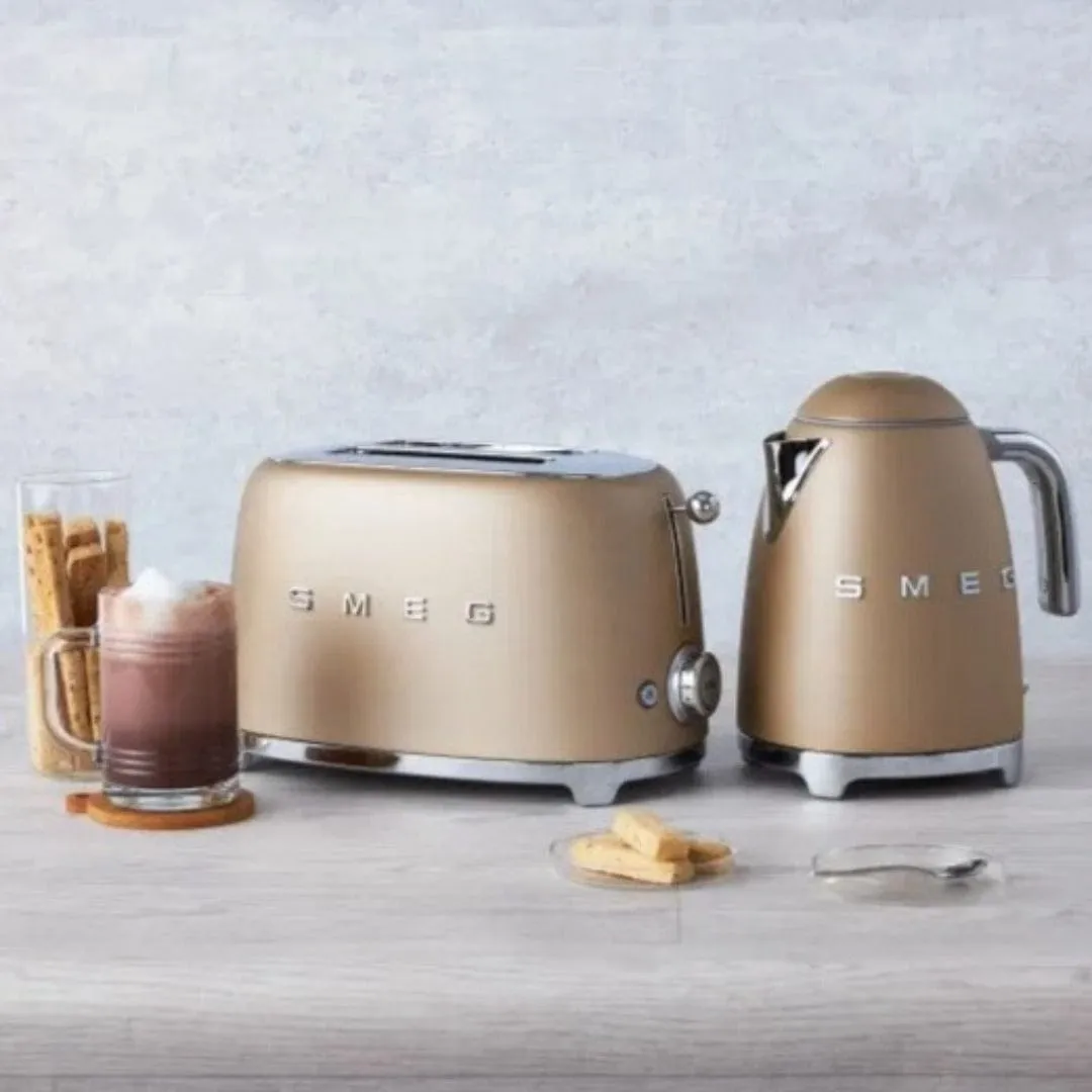 Smeg Retro 950W 2 Slice Toaster Matte Champagne TSF01CHMSA