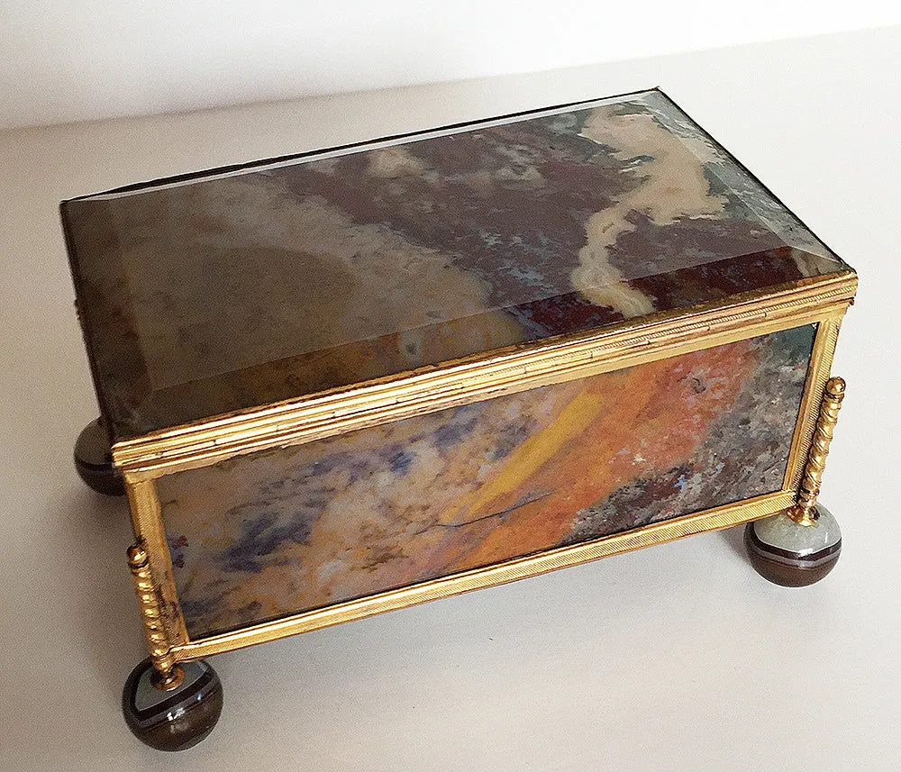 SOLD  Continental 19th C. Onyx and Gilt-Metal-Mounted Table Box
