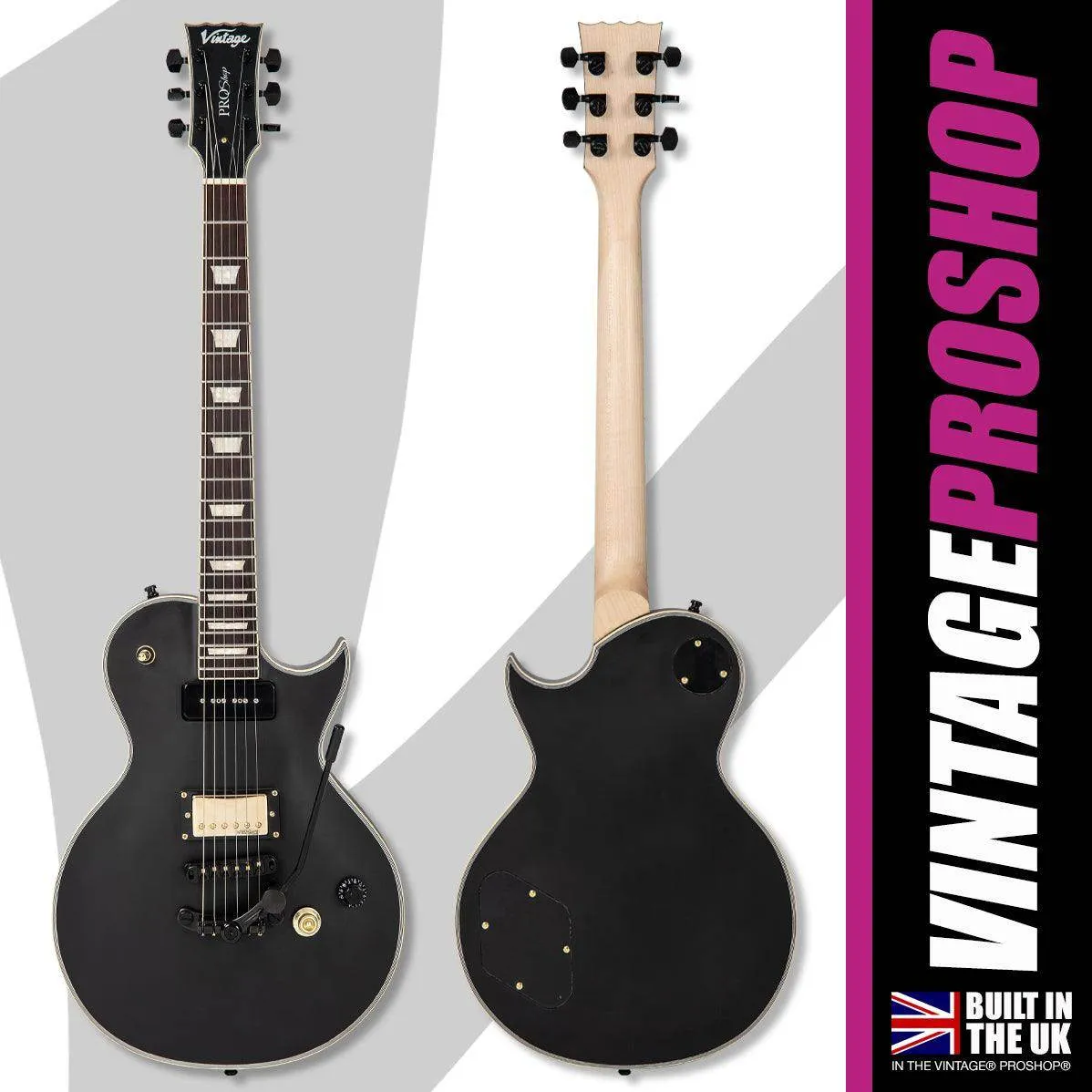 SOLD – Vintage V100 ProShop Custom-Build ~ Matte Black Maple Neck