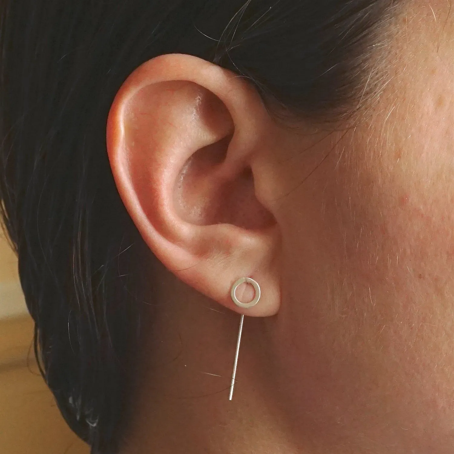 Sophisticated and Tasteful, Hand-Crafted Open Circle Threader Earring - 0214