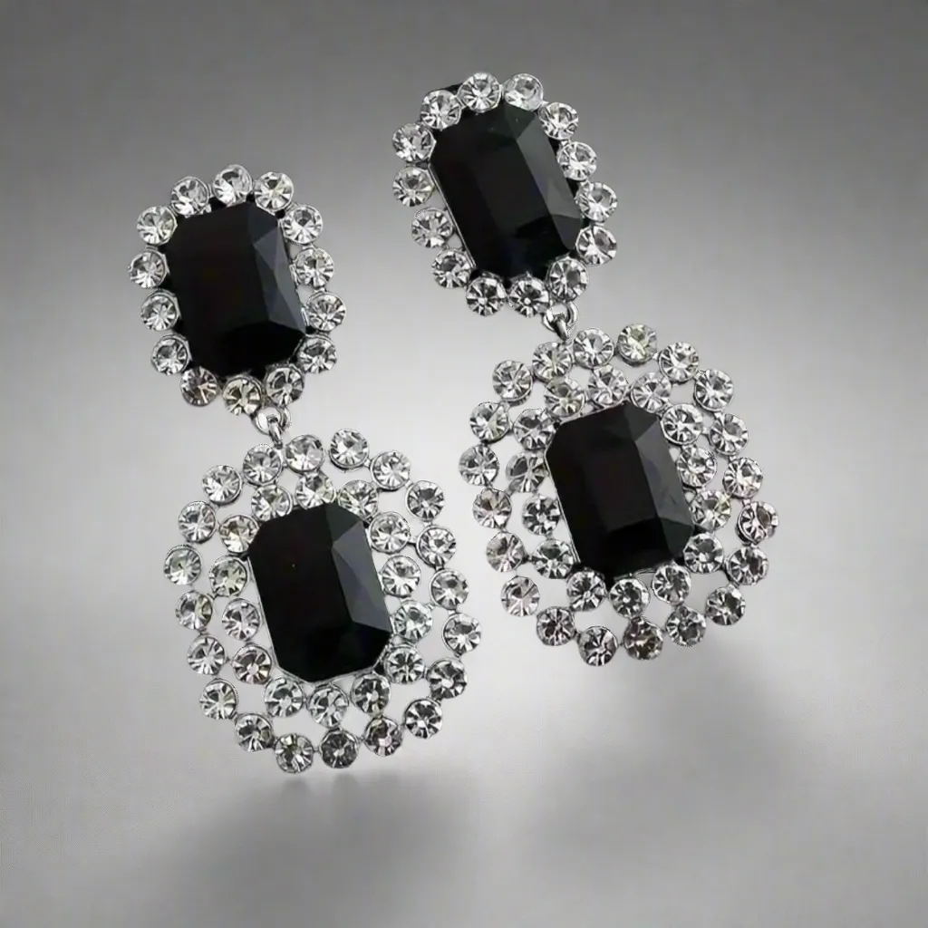 Sophisticated Black Rhinestone Earrings