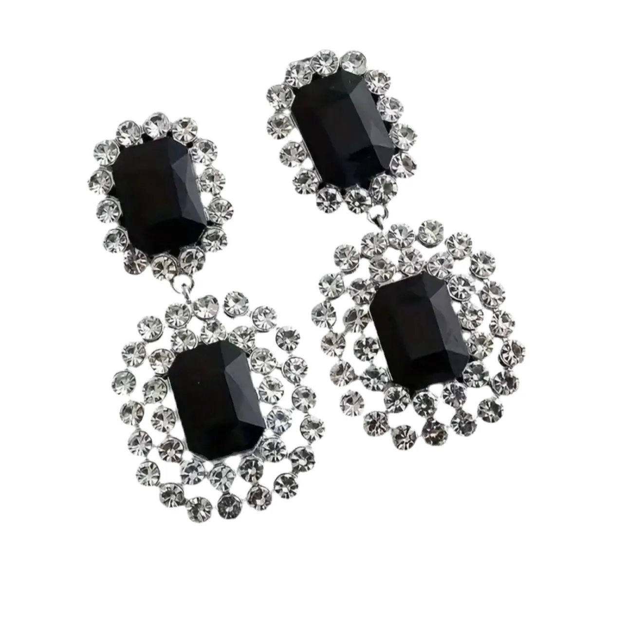 Sophisticated Black Rhinestone Earrings